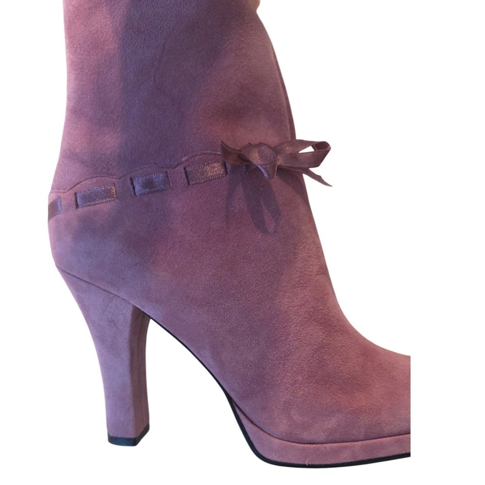 Guess Dora Ankle Boots Pink Suede Bow Detail Block Heel Women's Size 8M - Picture 5 of 13